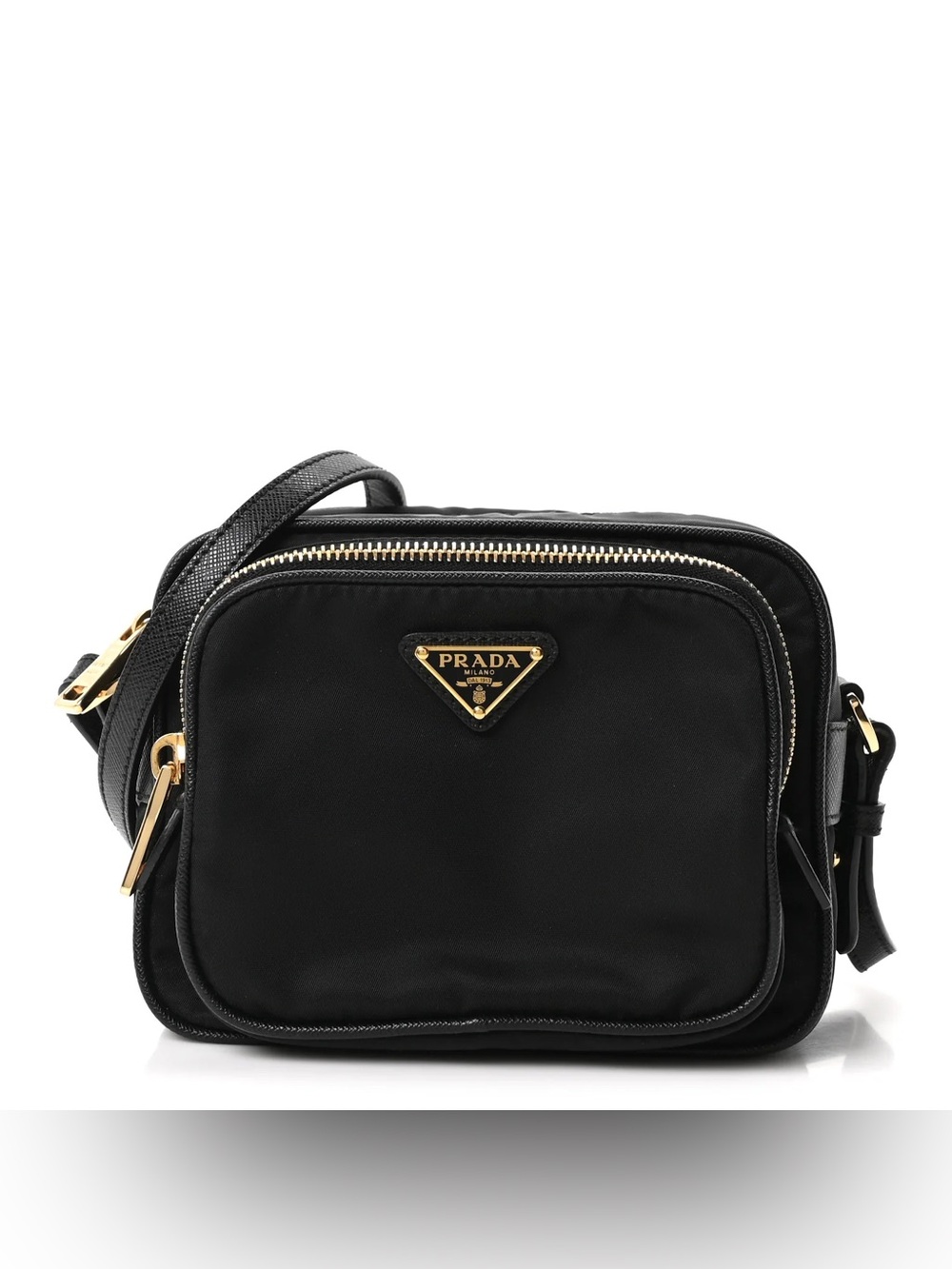 Authentic Prada Mini Nylon Vela Saffiano Double Zip  CrossBody Bag